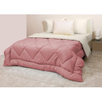 Πάπλωμα Δίχρωμο Υπέρδιπλο 220x240 Microfiber Σάπιο Μήλο-Εκρού Viopros